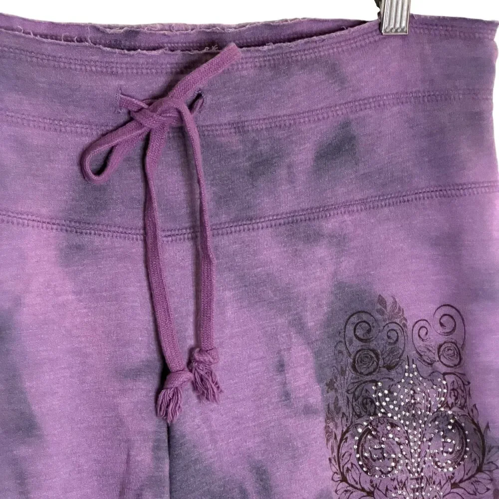 T Party Jacket Low Rise Pants Bundle Set Gothic Rhinestone Tie Dye Purple Gray L